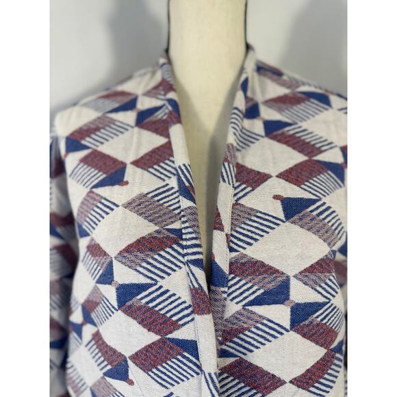 Xirena Ivory Blue Red Crop Jacket Boxy Embroidered Blazer XS - Picture 2 of 11